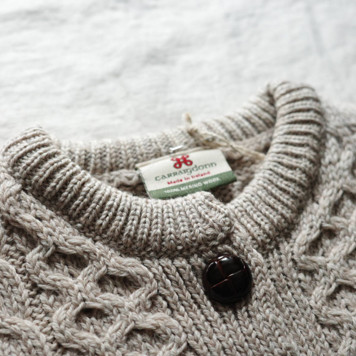 carraigdonn aran knit cardigan XSサイズ フィッシャーマン アランニット カーディガン_画像5