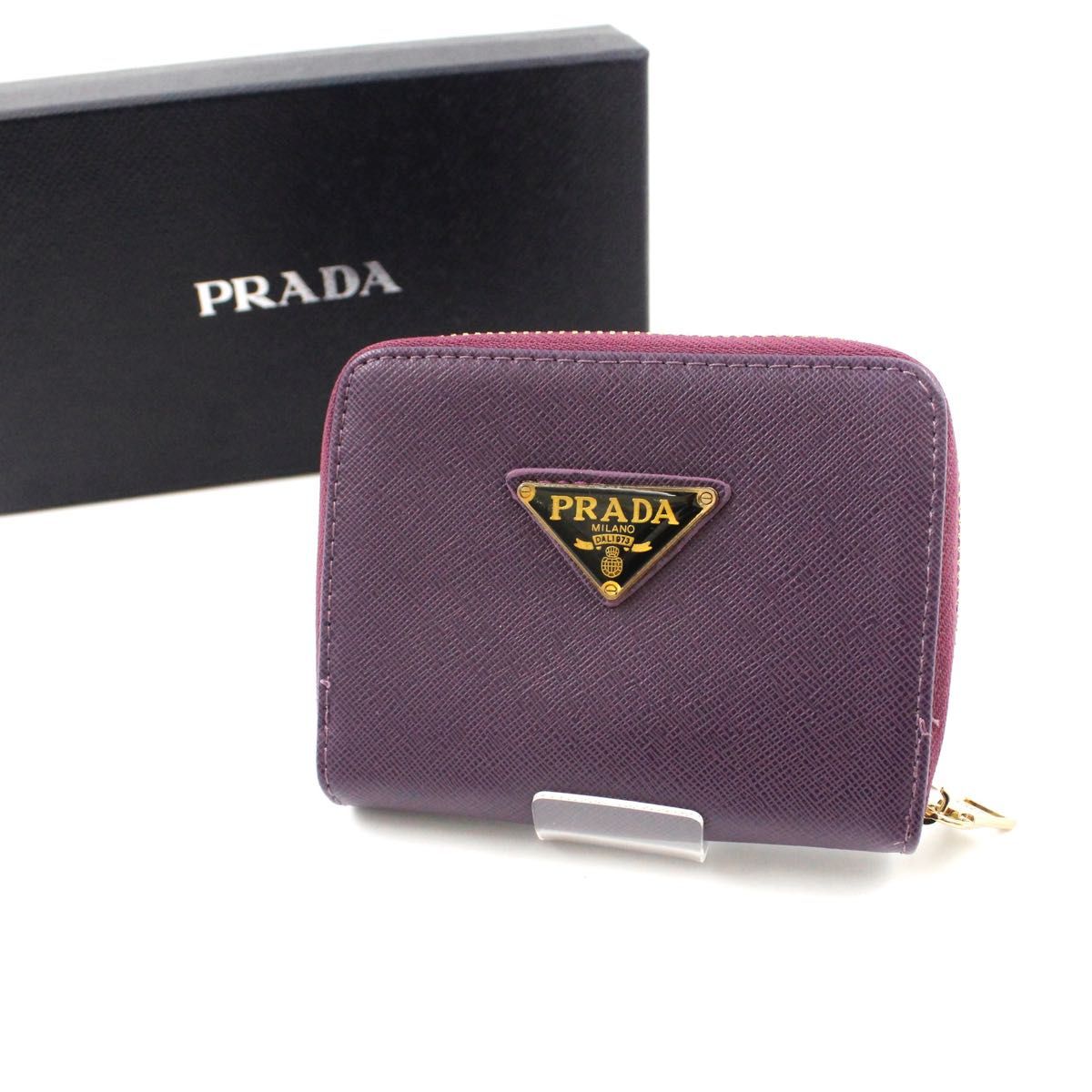 新品未使用 希少】PRADA コインケース パープル 三角プレート