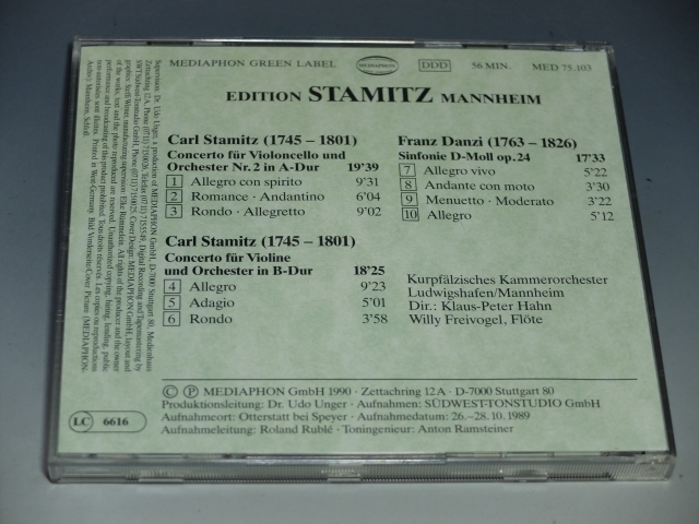 ○ 西独盤 EDITION STAMITZ MANNHEIM カール・シュターミッツ/フランツ・ダンツィ 輸入盤CD MEDIAPHON GREEN LABEL_画像2