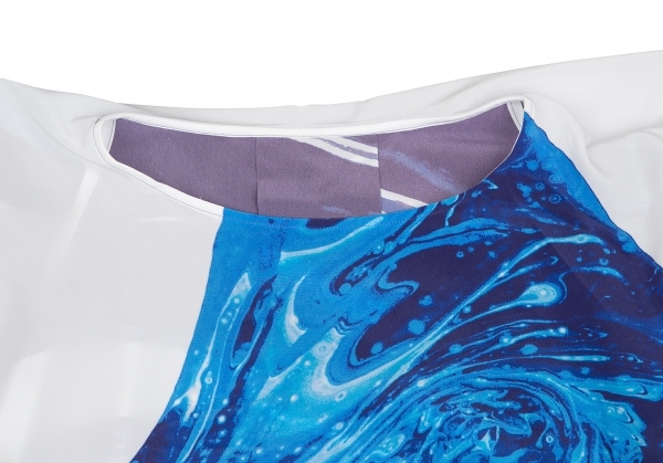  Issey Miyake ISSEY MIYAKE marble print poncho tops white blue 2 [ lady's ]