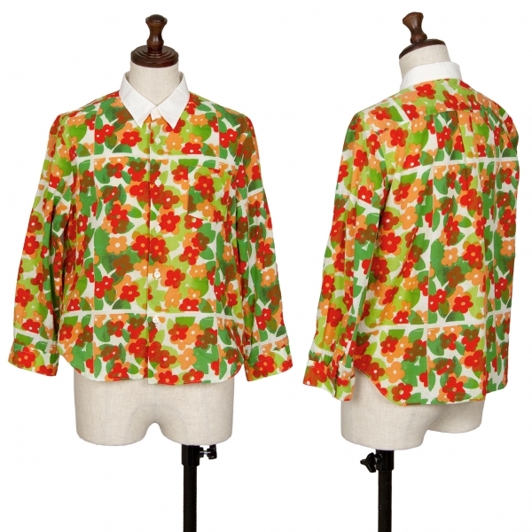 tao Comme des Garcons tao COMME des GARCONS floral print switch shirt white red green S [ lady's ]