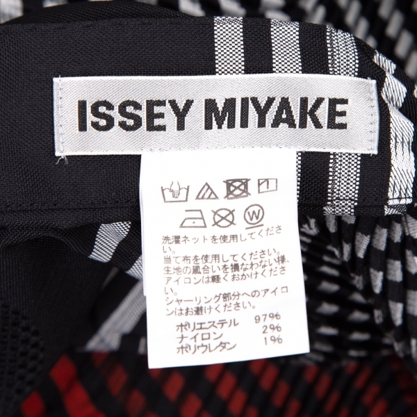 イッセイミヤケISSEY MIYAKE SUNSET ストライププリーツ変形デザインスカート 黒赤グレー2 【レディース】_画像10