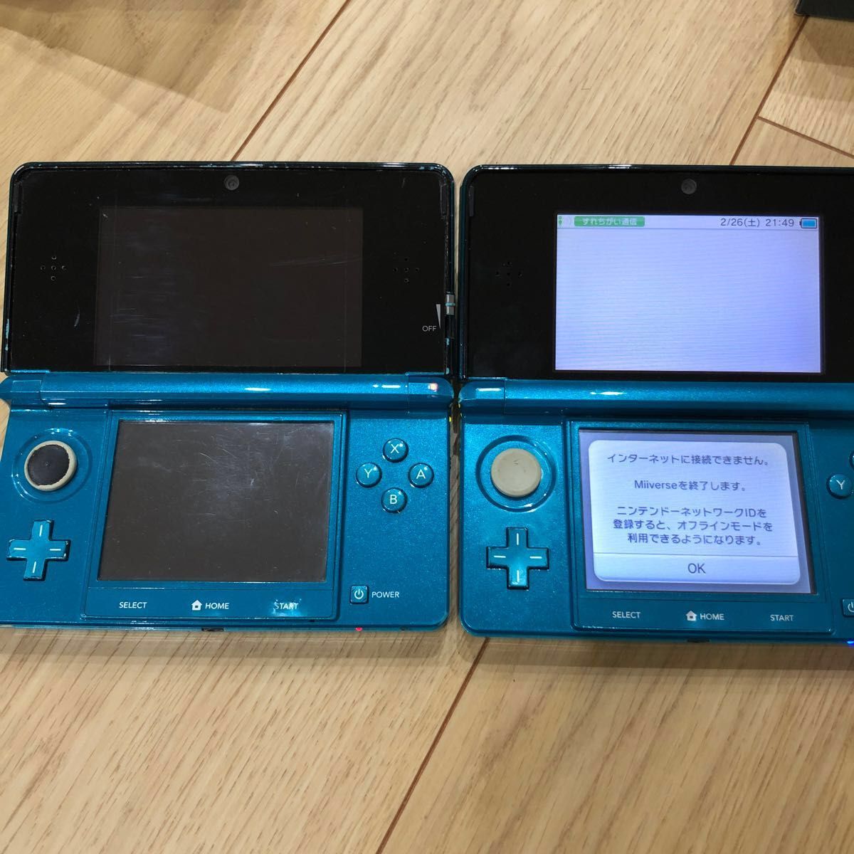 3DS本体　ジャンク　2台　 アクアブルー Nintendo 3DS