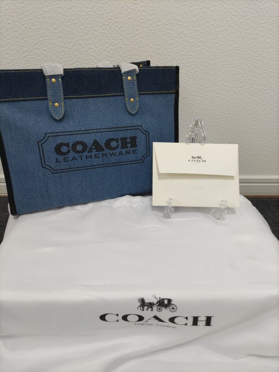 コーチ COACH ブルー デニム ハンドバック トートバッグ ショルダー-