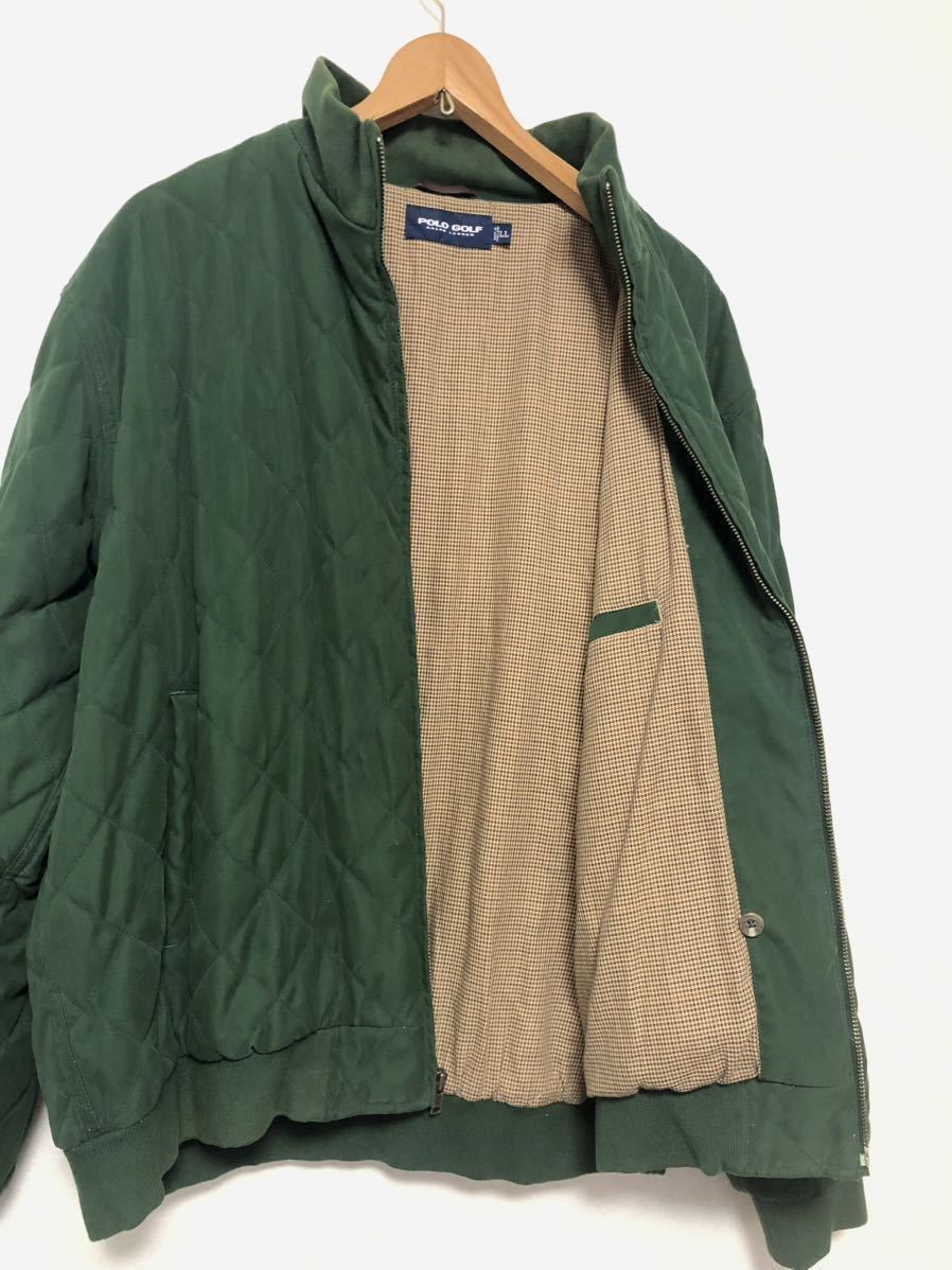 90s POLO GOLF Ralph Lauren JACKET LL グリーン アウター キルティング ジャケット ブルゾン フルジップ ポロゴルフ ナイガイ ビンテージ_画像3