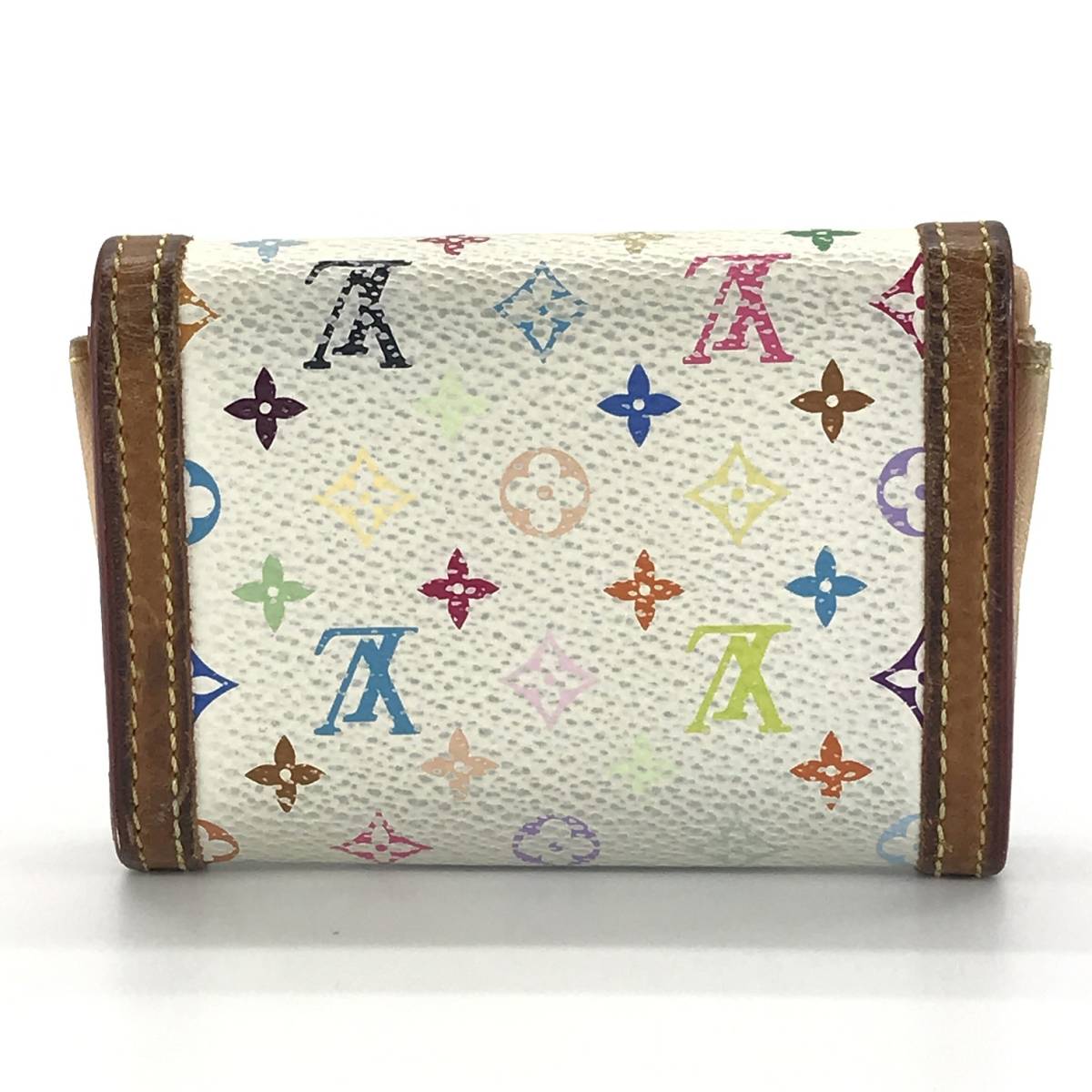 LOUIS VUITTON ルイヴィトン M92657 ポルトモネ プラ モノグラム マルチカラー ブロン コインケース 小銭入れ 白 ホワイト 管理YK29197_画像3