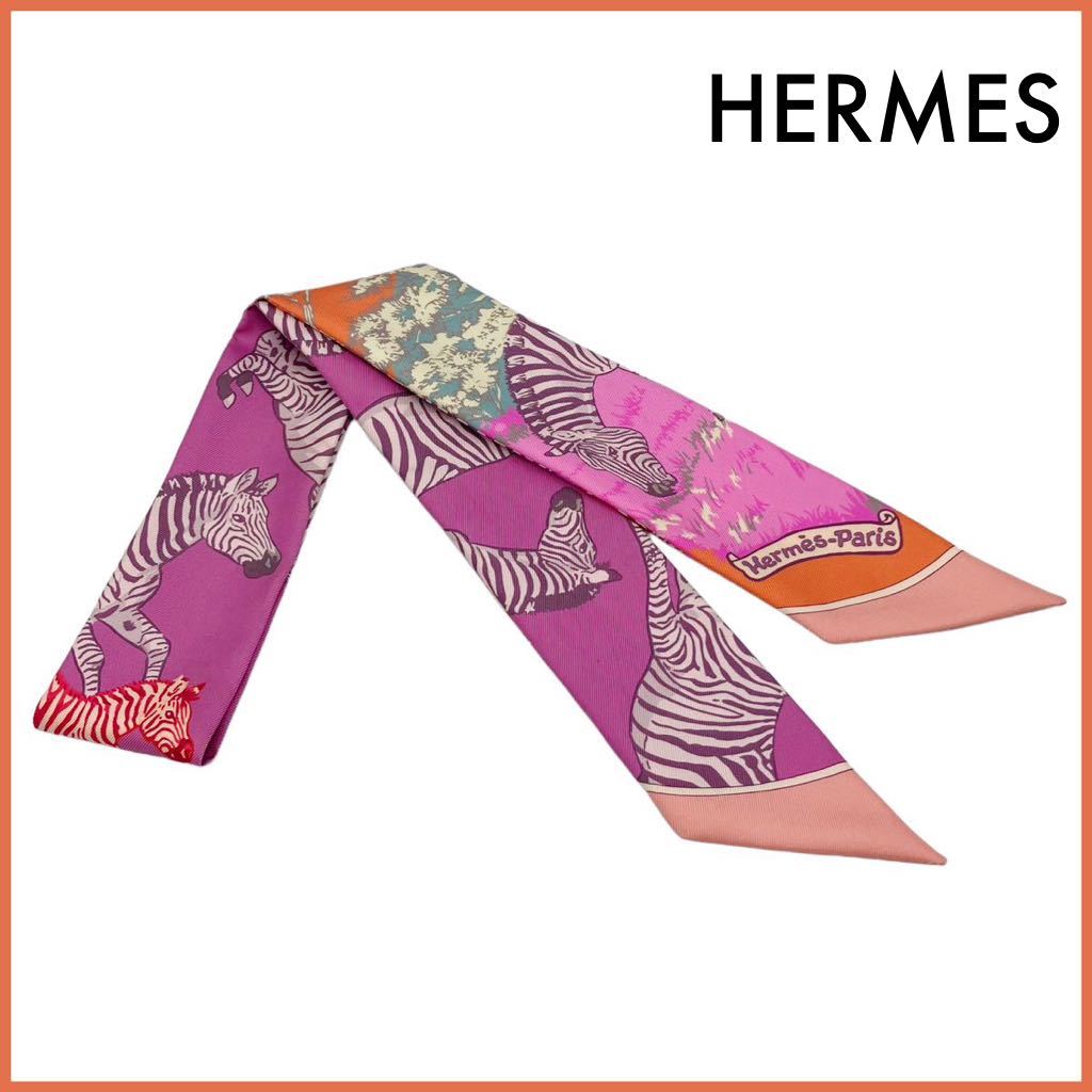 HERMES エルメス ツイリースカーフ シルク100％ 蓮の花 最新作 7616円
