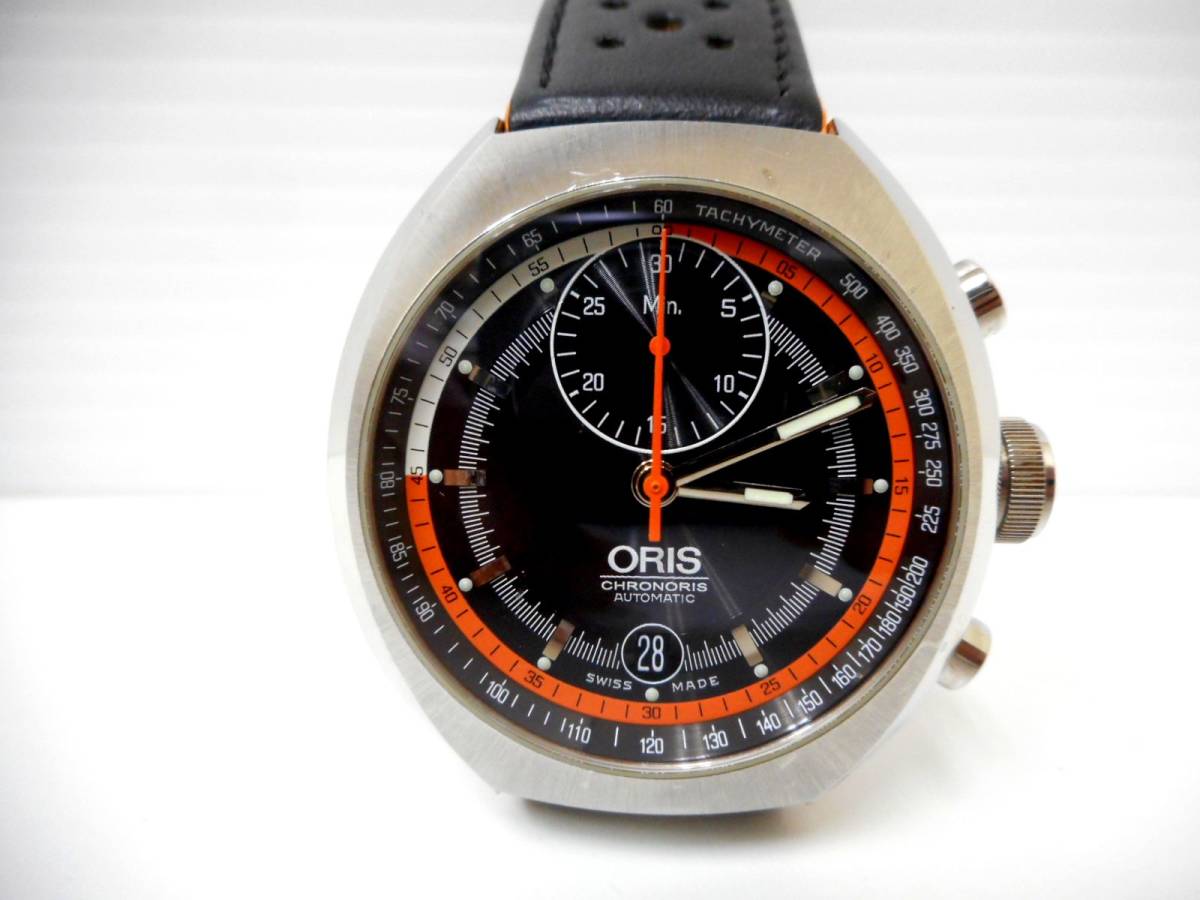 ORIS オリス Chronoris クロノリス デイト 7564 自動巻き 腕時計 裏スケルトン 革ベルト メンズ 