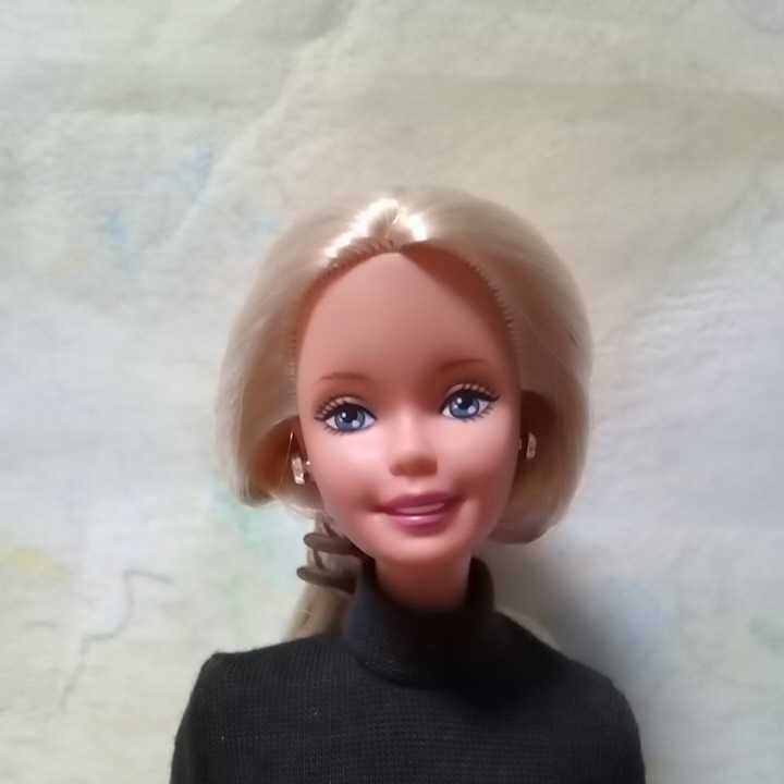 マテル Barbie 1966年スーパースターフェイス、ブロンドロングヘアー、黒色タートルネック、チェックミニの画像9