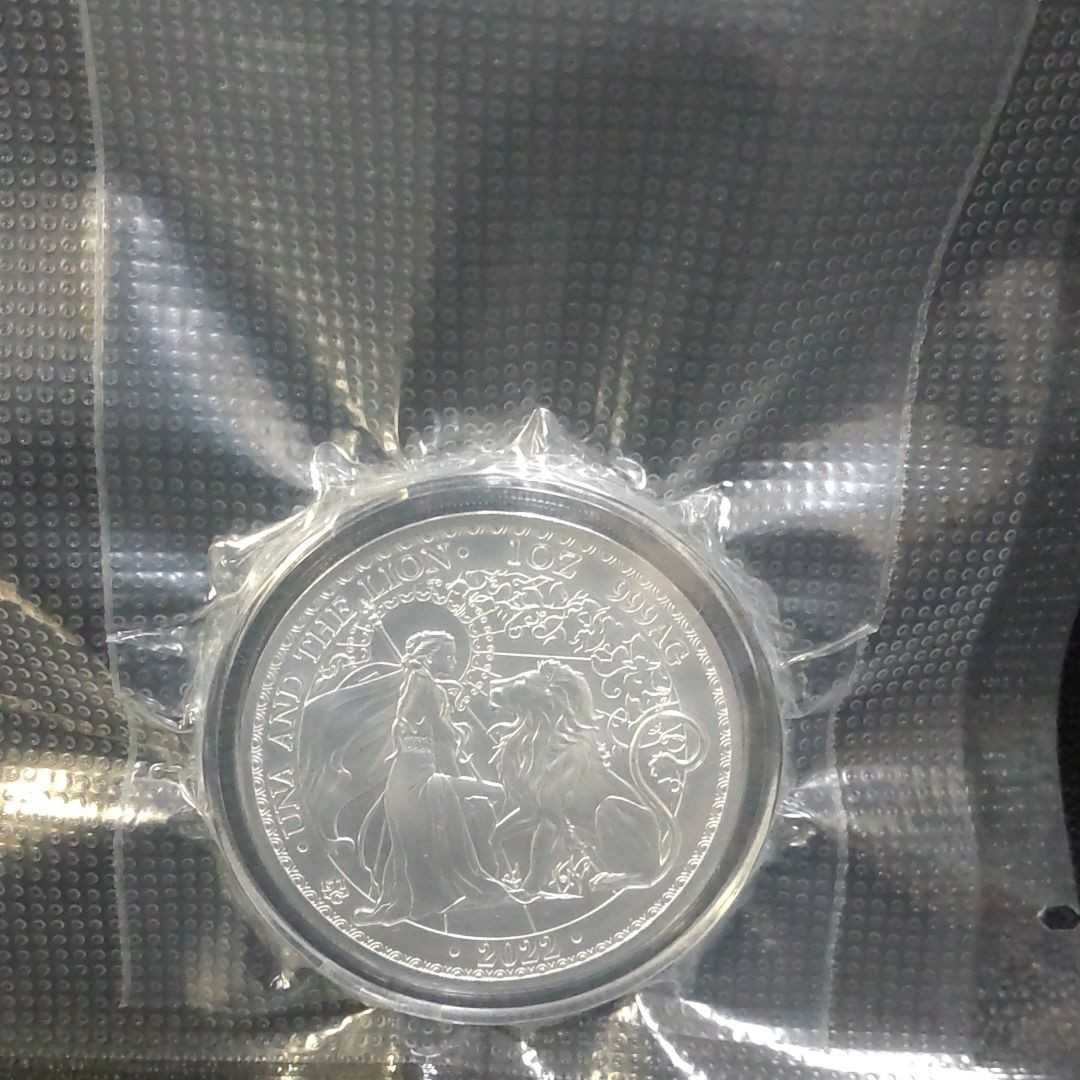 2022年版 ウナとライオン 1オンス銀貨 純銀コイン BU版 真空パック入り セントヘレナ 大型銀貨 エリザベス女王記念銀貨の画像5