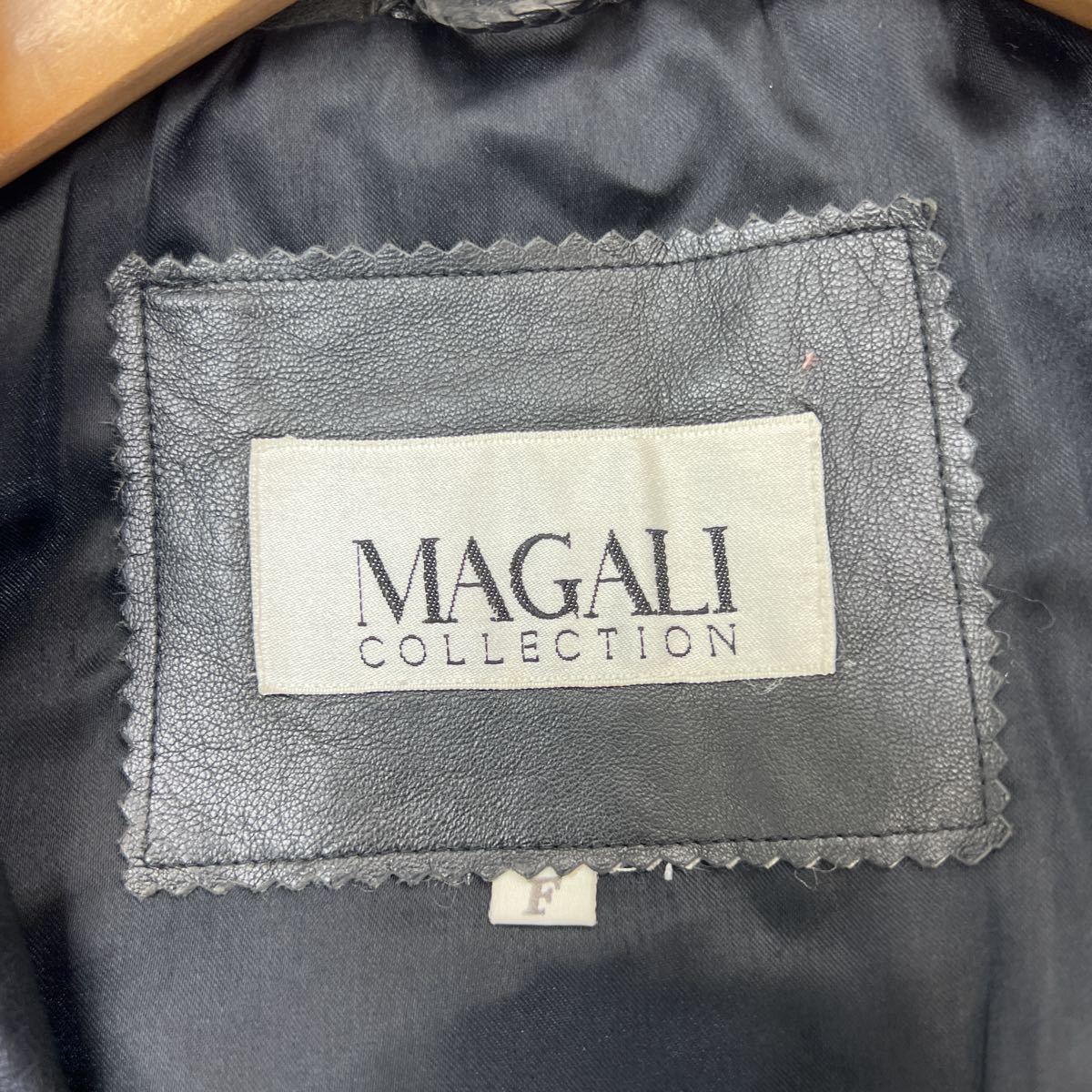 MAGALI ☆ マガリ 高級品◎ ラムレザー 羊革 レザー コート ジャケット フリーサイズ ブラック さらっとモデルのように着したい♪■AF209_画像5