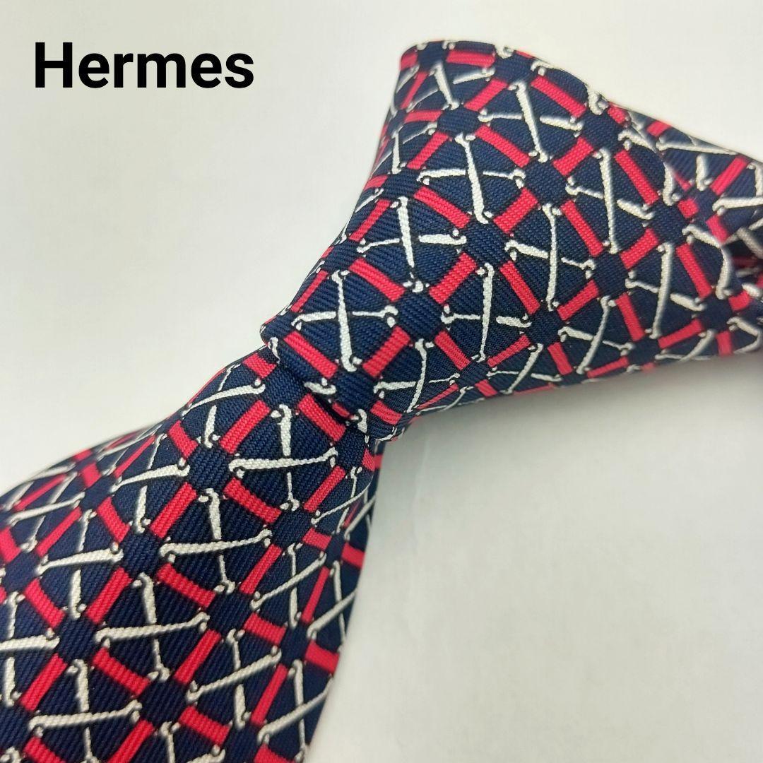 【新品】【良品】Hermes（エルメス）チェック柄/ネクタイ
