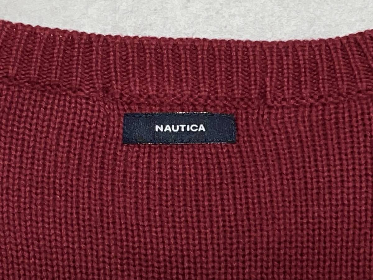 ☆送料無料☆ NAUTICA ノーティカ USA直輸入 古着 ロゴ ボーダー ニット セーター メンズ S レッド トップス 中古 即決_画像8