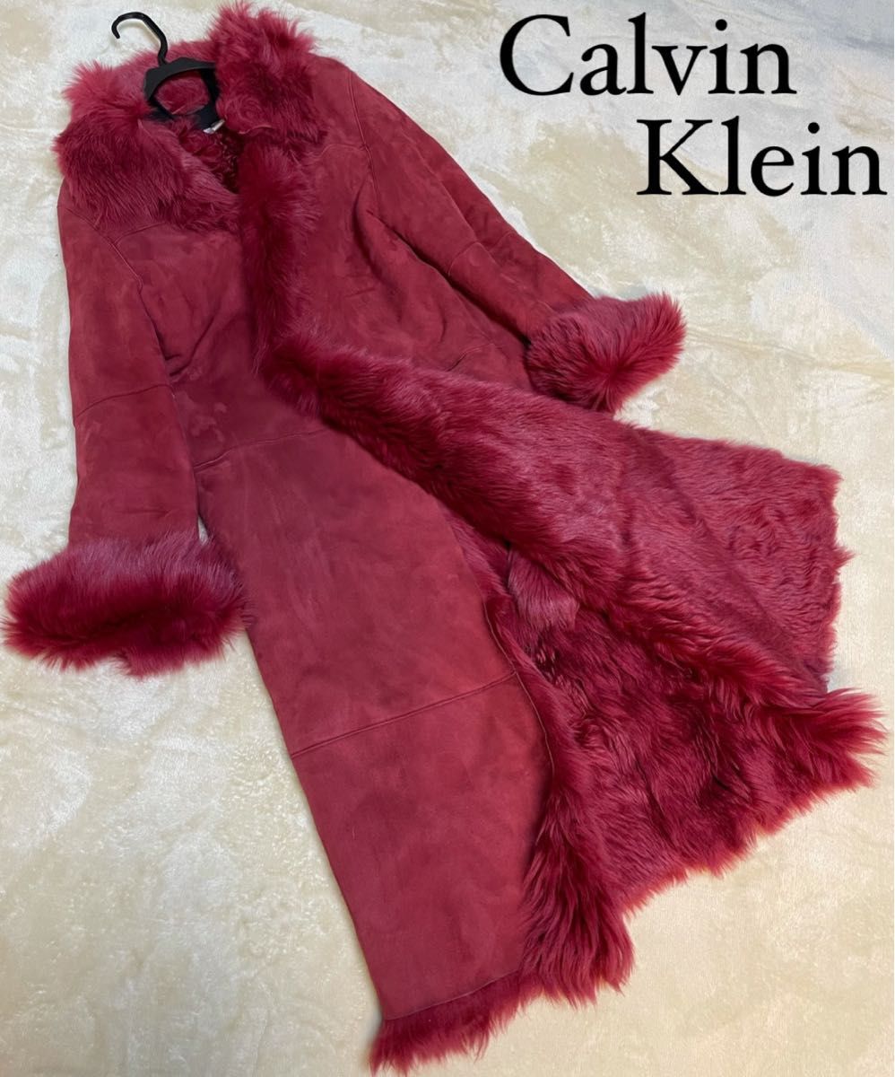 希少☆CalvinKlein カルバンクライン 羊革 ラムレザー ロング丈