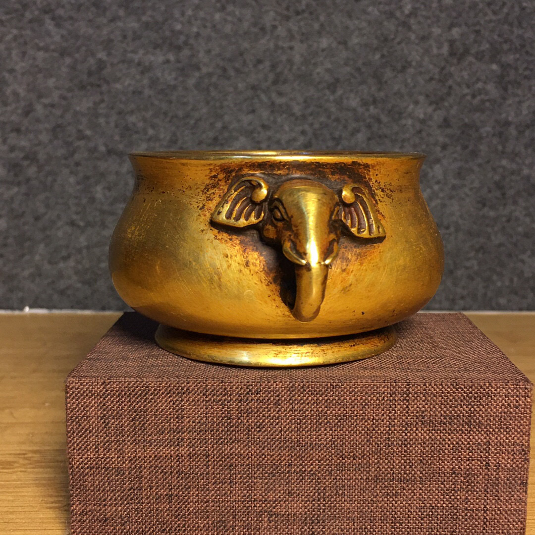 館蔵珍品 紫銅製 塗金 雙象耳 熏香炉』収蔵品 中国古 館蔵珍品 紫銅製 塗金 雙象耳 熏香炉』収蔵品 中国古