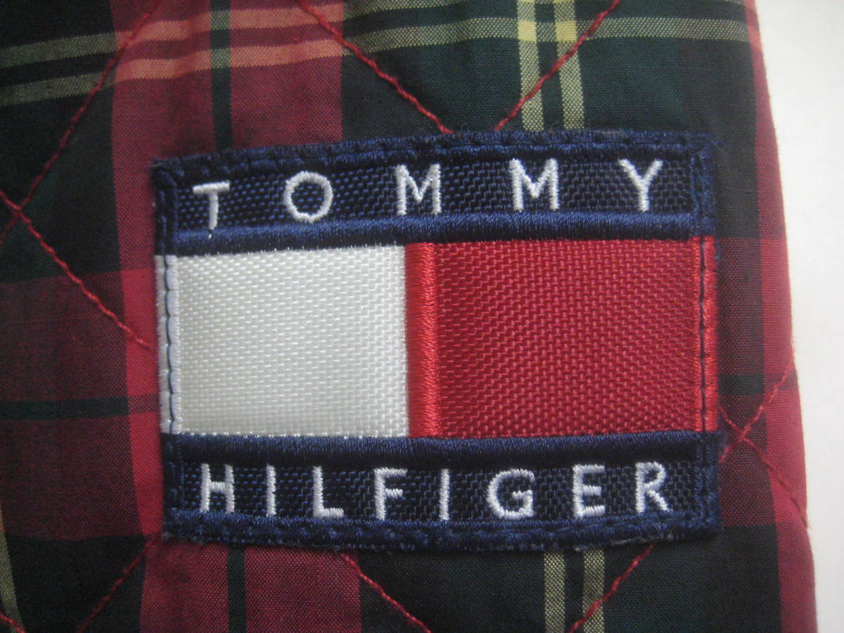 一点物!! TOMMY HILFIGER トミーフィルフィガー カバーオール キルティングジャケット ロゴ入り オールドモデル チェック 希少 サイズ M/M_画像6