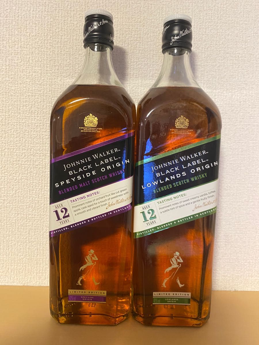 ジョニーウォーカー ブラックラベル スペイサイドオリジン ローランドオリジン スコッチウイスキー 各1L×2本セット