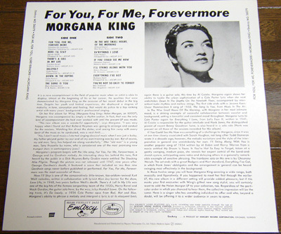Morgana King - For You,For Me,Forevermore - LP / It's Delovely,Everything I've Got,You're Not So Easy,Emarcy - MG 36079,Japan,1991_画像3
