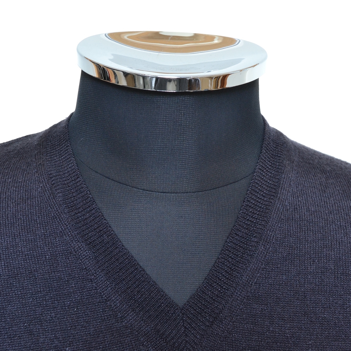 *454662 GUCCI Gucci *V neck knitted sweater cashmere . long sleeve size S men's navy blue plain 