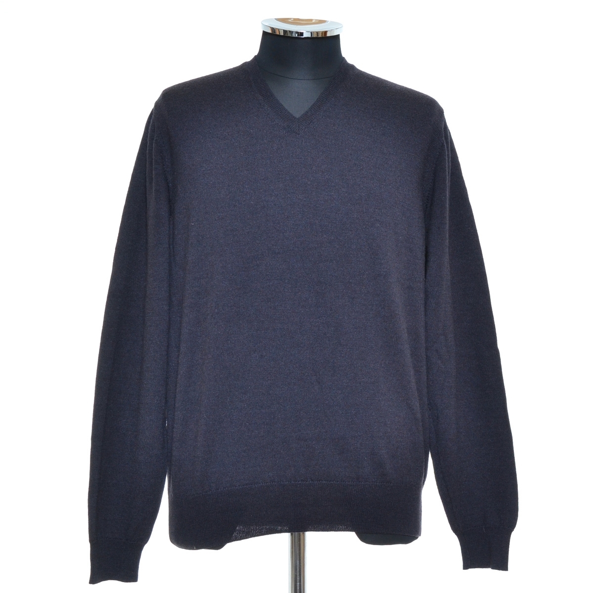 *454662 GUCCI Gucci *V neck knitted sweater cashmere . long sleeve size S men's navy blue plain 