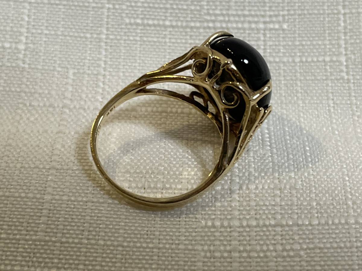 K14 指輪 オニキス リング 総重量4g リングサイズ16号（内径約18mm） ファッションリング 中古 の画像7