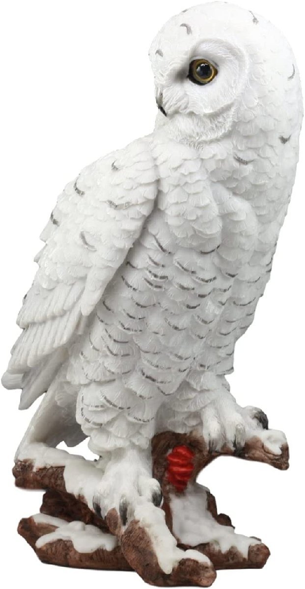 白い雪フクロウの彫像 高さ 約31ｃｍ 夜行性の鳥フクロウ彫刻置物/ プレゼント贈り物(輸入品_画像4