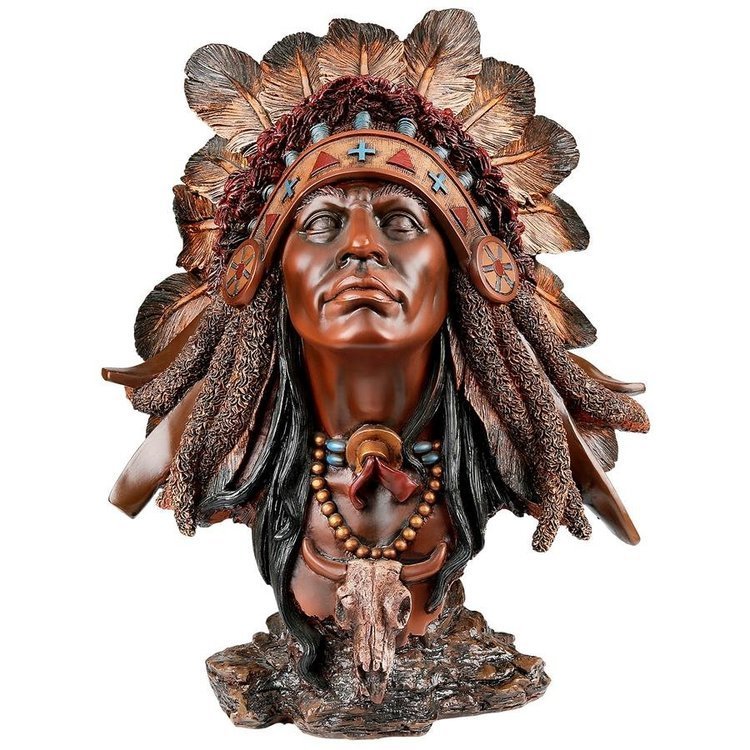 ネイティブ アメリカン 平原のインディアン 酋長の胸像彫刻 アート彫像 工芸装飾 リビング贈り物(輸入品