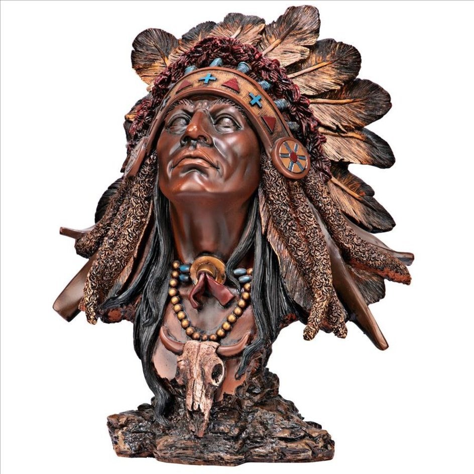 ネイティブ アメリカン 平原のインディアン 酋長の胸像彫刻 アート彫像 工芸装飾 リビング贈り物(輸入品_画像6