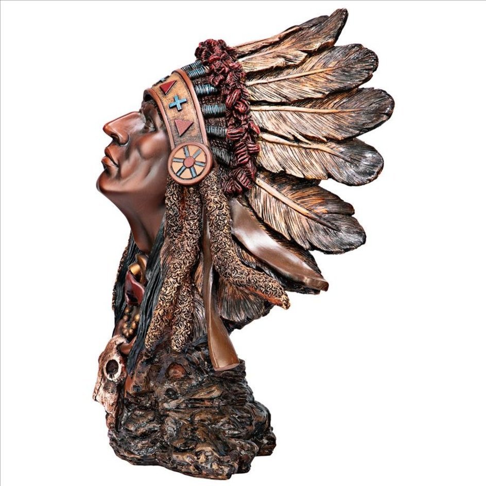 ネイティブ アメリカン 平原のインディアン 酋長の胸像彫刻 アート彫像 工芸装飾 リビング贈り物(輸入品_画像5