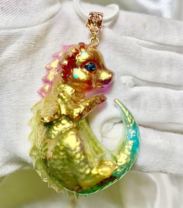  strongest luck with money *. yellow gold Dragon * dragon. ..*orugo Night necklace . - Kyoto opal . use 