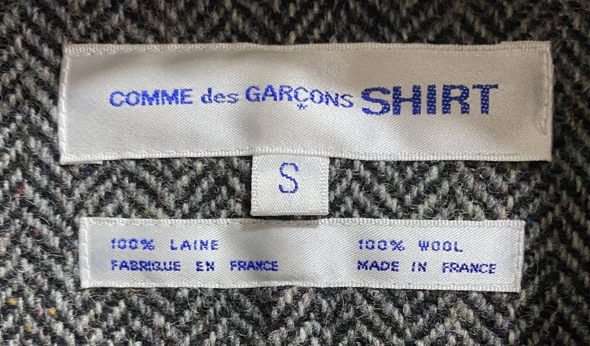 COMME des GARCONS SHIRTコムデギャルソンシャツ100%LANA WOOL MADEinFRANCE ウールツィードジャケットHOMMEplusJUNYADEUXGANRYUBLACK縮絨_画像10