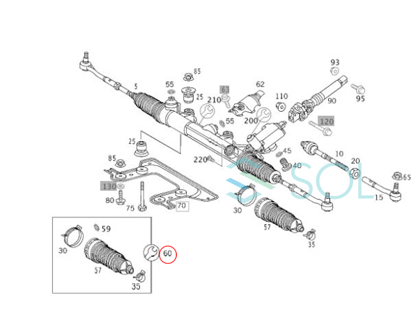 ベンツ R230 ステアリングラックブーツ 左右共通 SL350 SL500 SL600 SL55 SL63 SL65 2204601000 2204630296 出荷締切18時_画像6