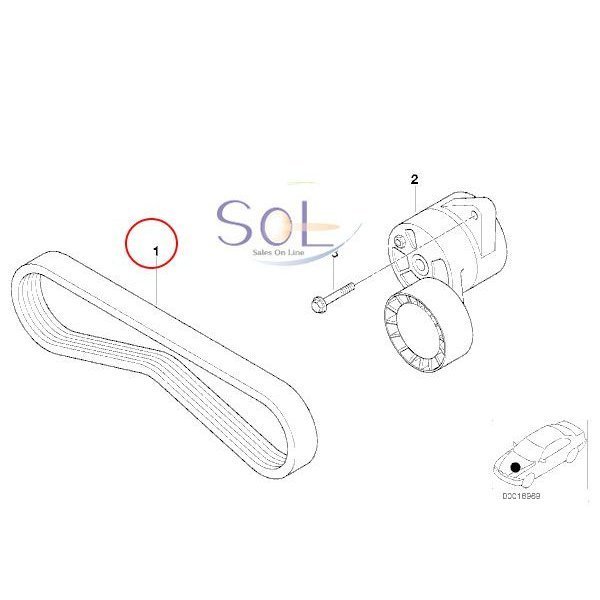 BMW E46 ACコンプレッサー側 ファンベルト 5PK950 318i 11281433948 11281437874 出荷締切18時_画像2