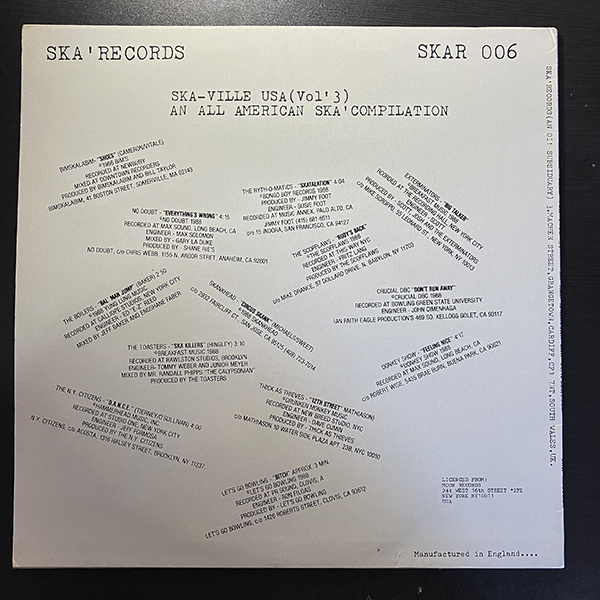 Ska-Ville USA (Vol\' 3) An All American Ska Compilation [Ska\' Records SKAR 006]