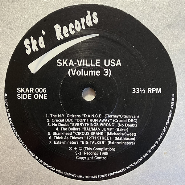 Ska-Ville USA (Vol\' 3) An All American Ska Compilation [Ska\' Records SKAR 006]