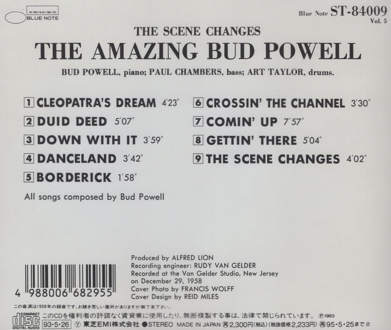 バド・パウエル BUD POWELL / ザ・シーン・チェンジズ～ジ・アメイジング・バド・パウエル Vol.5 / 1993.05.26 / BLUE NOTE / TOCJ-4009_画像2