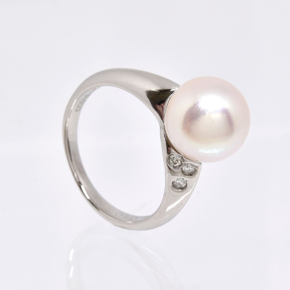 仙台☆質☆Pt パールリング 9.5ミリUP珠 D0.10ct 5.4g ☆ #11 ダイヤ