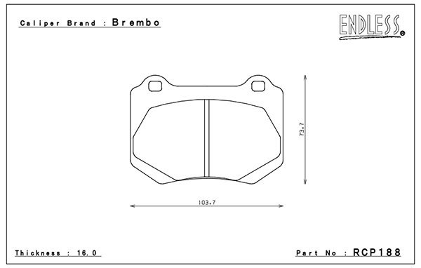 エンドレス ブレンボ製 レーシングキャリパー用 ブレーキパッド CC43 (N35S) WRX(VAB)後期 R ピストン:4_画像2
