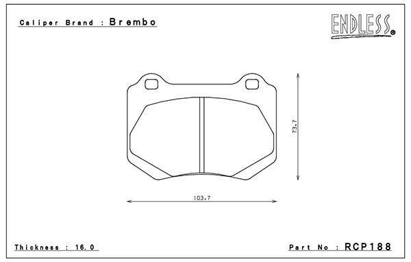 エンドレス ブレンボ製 レーシングキャリパー用 ブレーキパッド W-003 WRX(VAB)後期 R ピストン:4_画像2