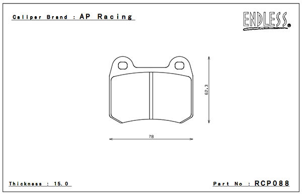 エンドレス APレーシング製 レーシングキャリパー用 ブレーキパッド CC38 (ME22) F4住友キャリパー F/R ピストン:2_画像2