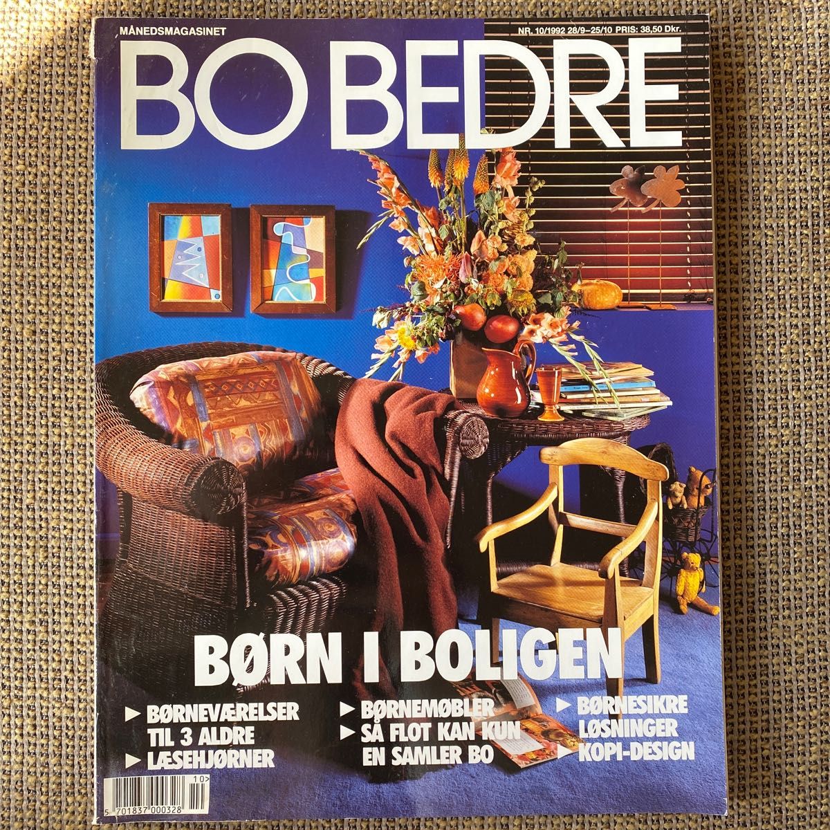 デンマークインテリアライフスタイル誌　BO BEDRE 1992 １０月　北欧　ウェグナー　ヤコブセン　パントン　モーエンセン