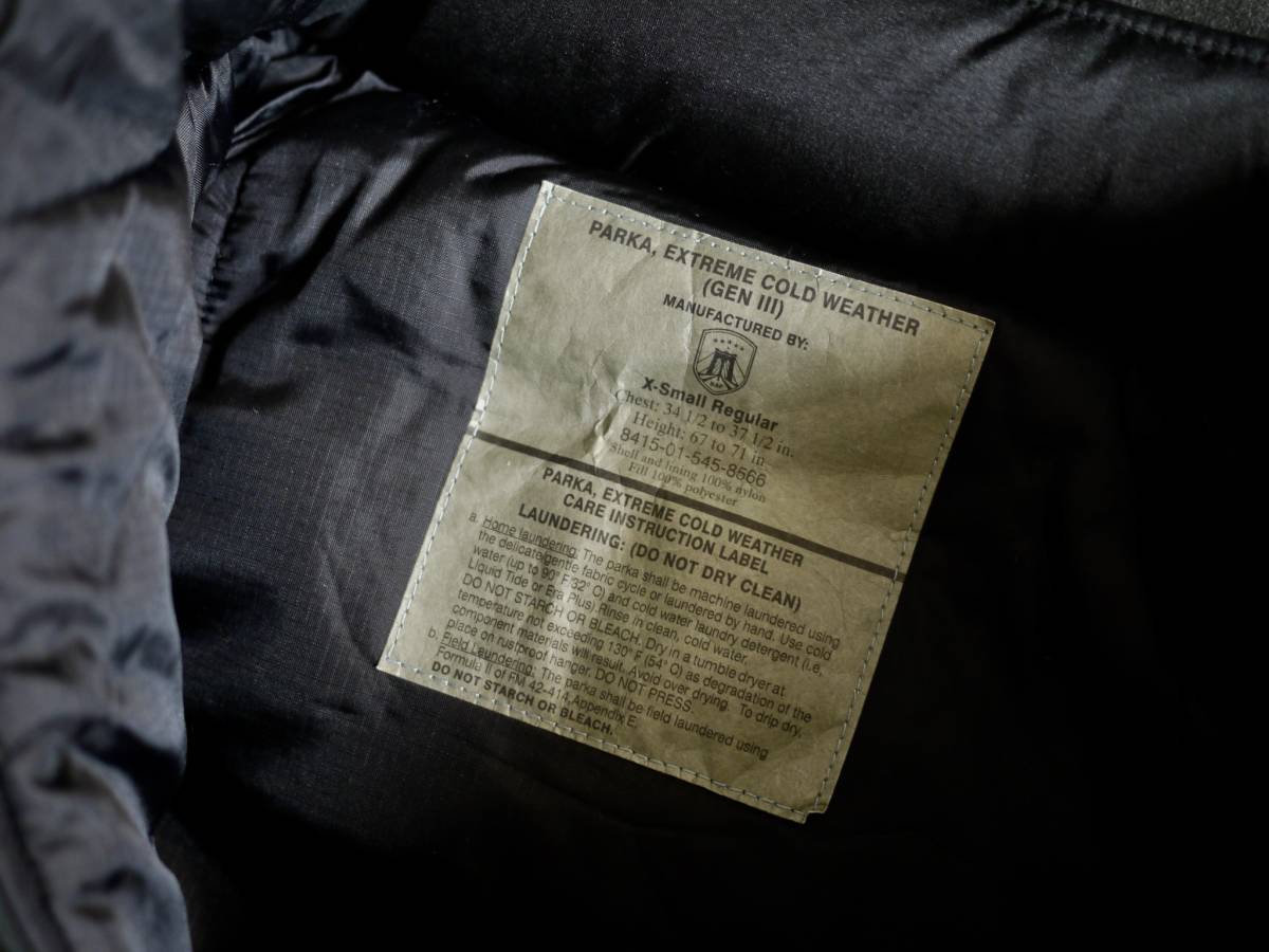 ラスト1 米軍実物希少！U.S MILITARY GEN3 LEVEL7 PRIMALOFT ECWCS ''CAMPIONE''Shield 2 label PARKA/BLACK/CHICAGO POLICE_画像4