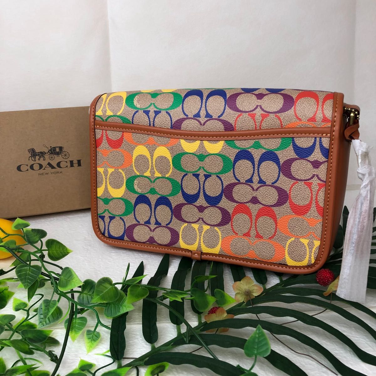 《COACH》レインボー シグネチャー ショルダーバッグ