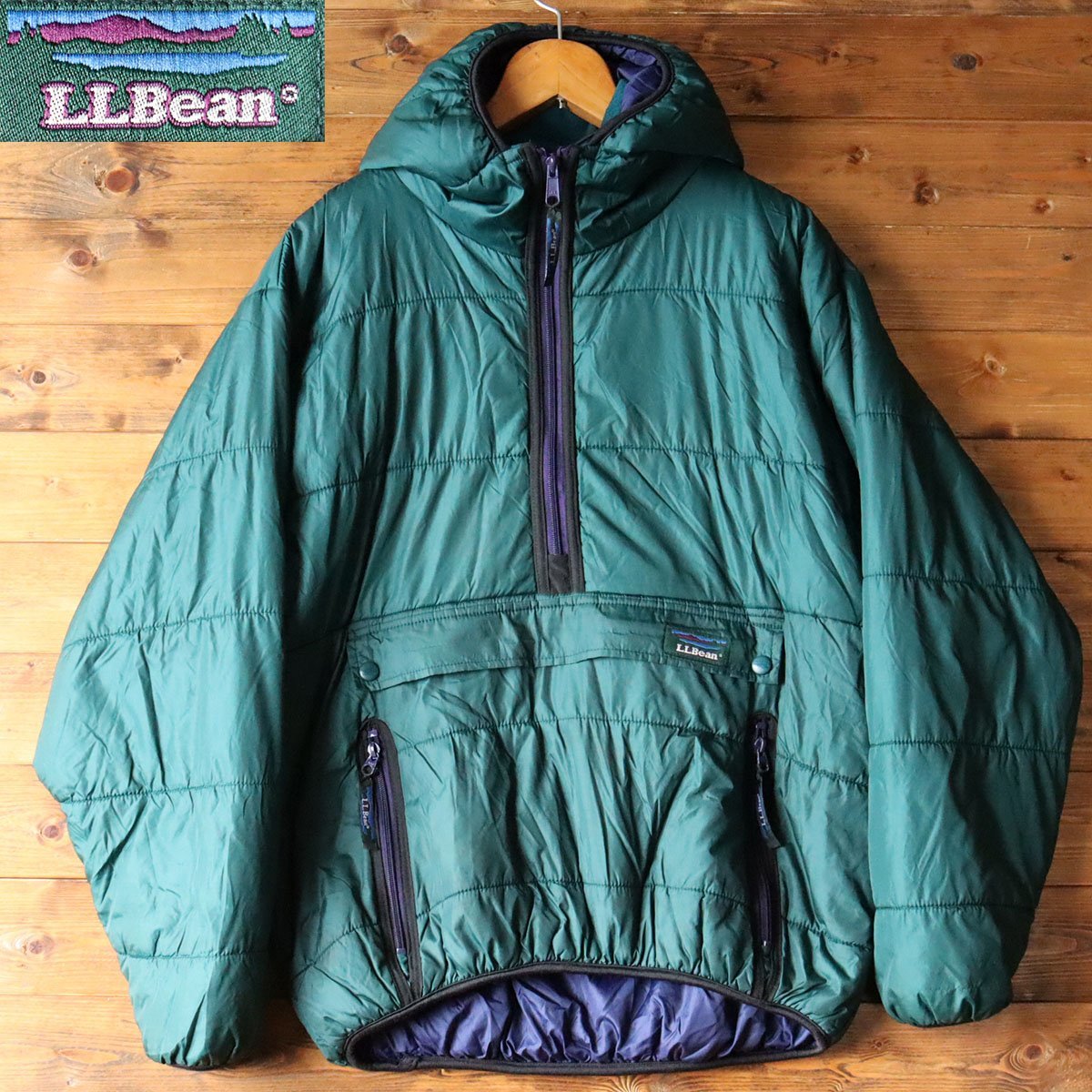 LL BEAN サイクリング アノラックパーカー XLサイズ ブルー ナイロン
