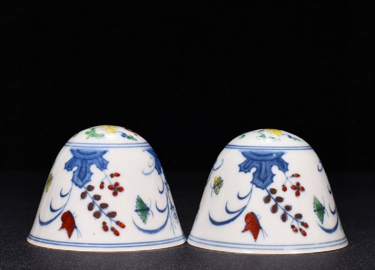 安価 ◇明神◇極上珍品・中国・明時代成化・斗彩三秋紋杯一対・染付 ...