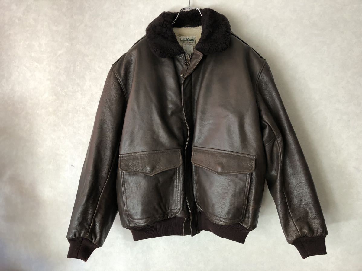 80s~90s USA製 LL Bean G-1タイプ レザー フライトJKT