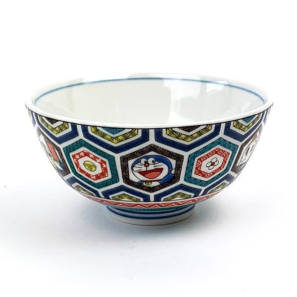 ドラえもん 九谷焼 茶碗 古九谷風 亀甲 食器 コラボ 日本製 ブルーの画像1