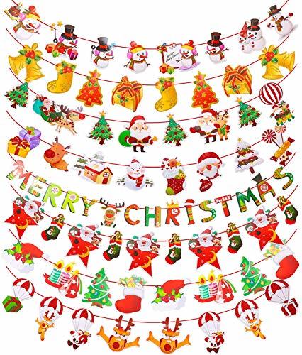 ZOYUBS クリスマス 飾り付け 8種類セット クリスマスガーランド 可愛い ガーランド 靴下 ツリー 飾り デコレーション クリスマス吊り旗_画像1