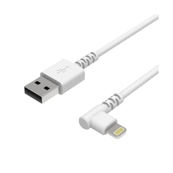 カシムラ USB充電＆同期ケーブル 1.2m Lightningコネクタ ホワイト L字型 コード約1.2ｍ 横向き対応 スマホ ゲーム KL-88 ht_画像1