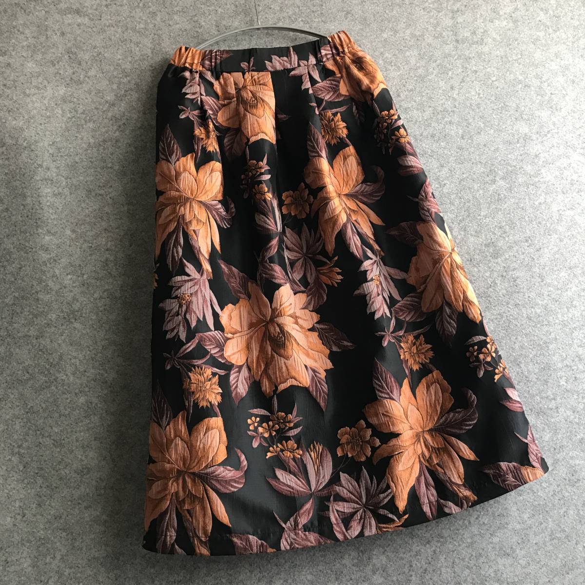 ◆新品◆*『ぱっと花咲く』*フラワージャガード*ロングスカート*Orange*_画像1